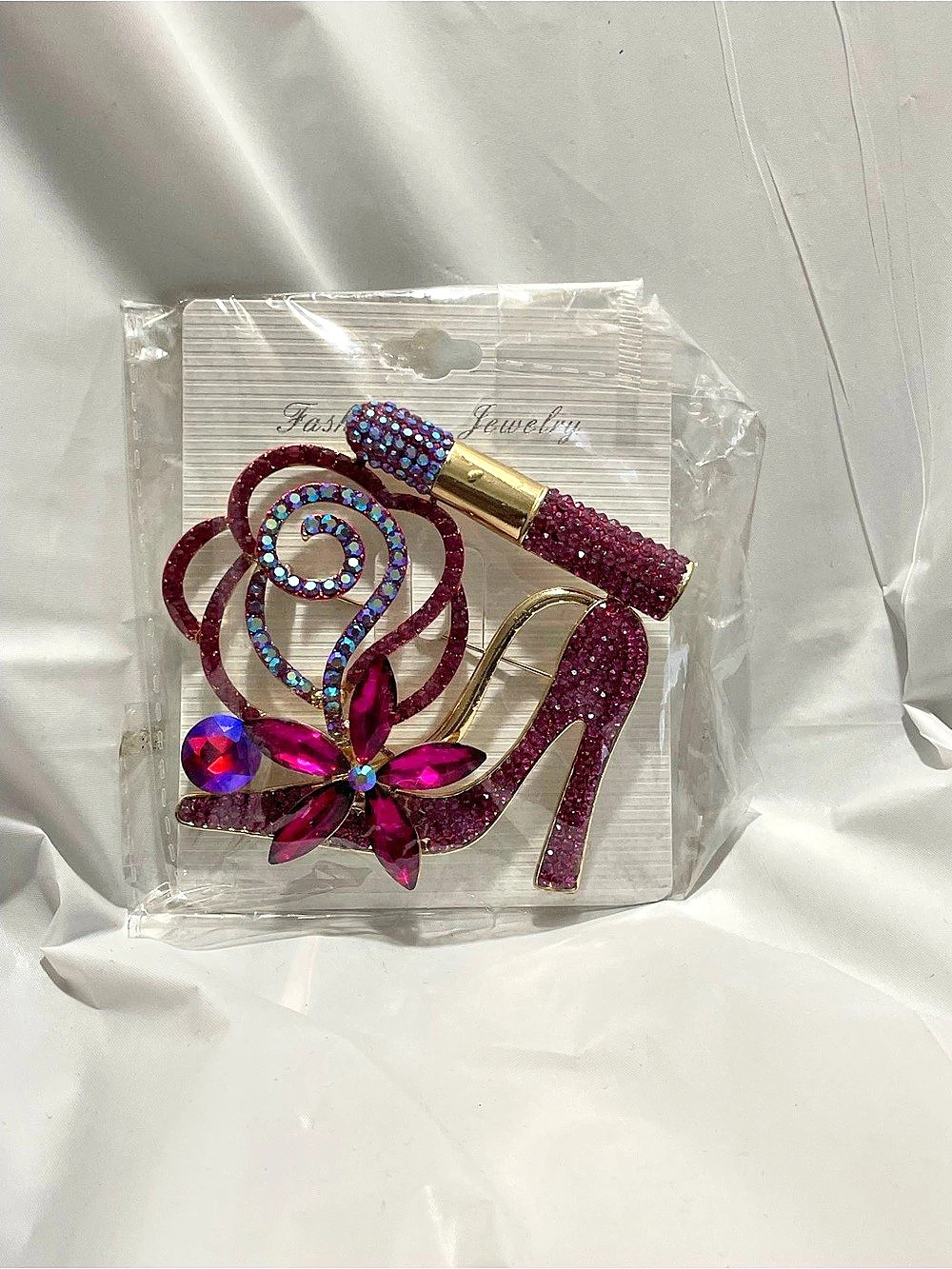 Purple & Blue Jeweled Brooch